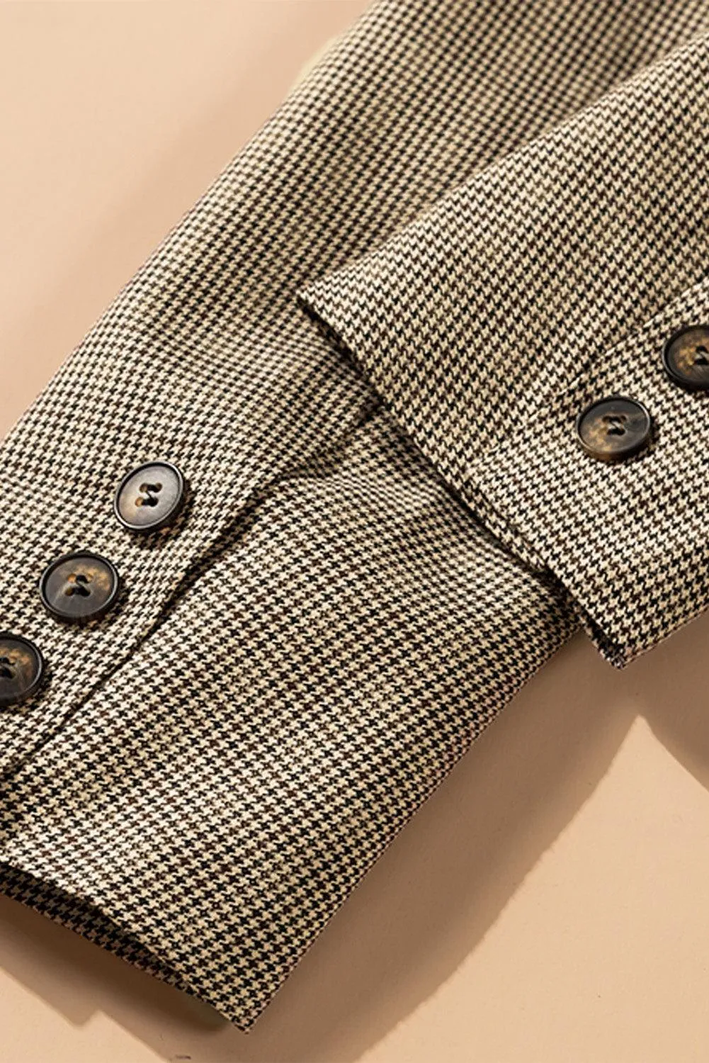 Women's Plaid Lapel Collar One Button Blazer