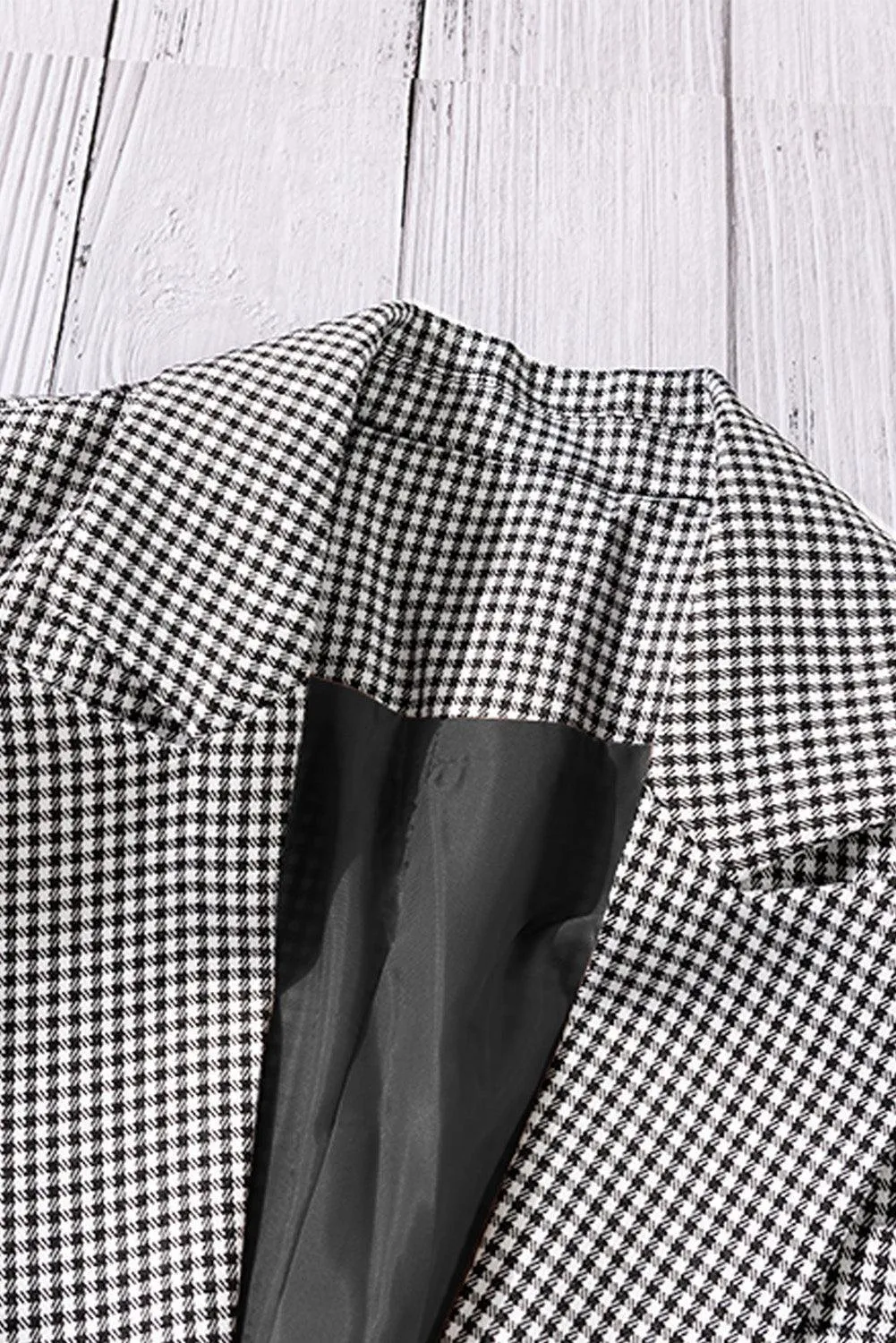 Women's Plaid Lapel Collar One Button Blazer