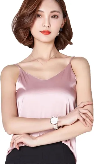 Women's Summer Satin Silk Tank Female Basic Spaghetti Strap Tops Sleeveless Camisoles