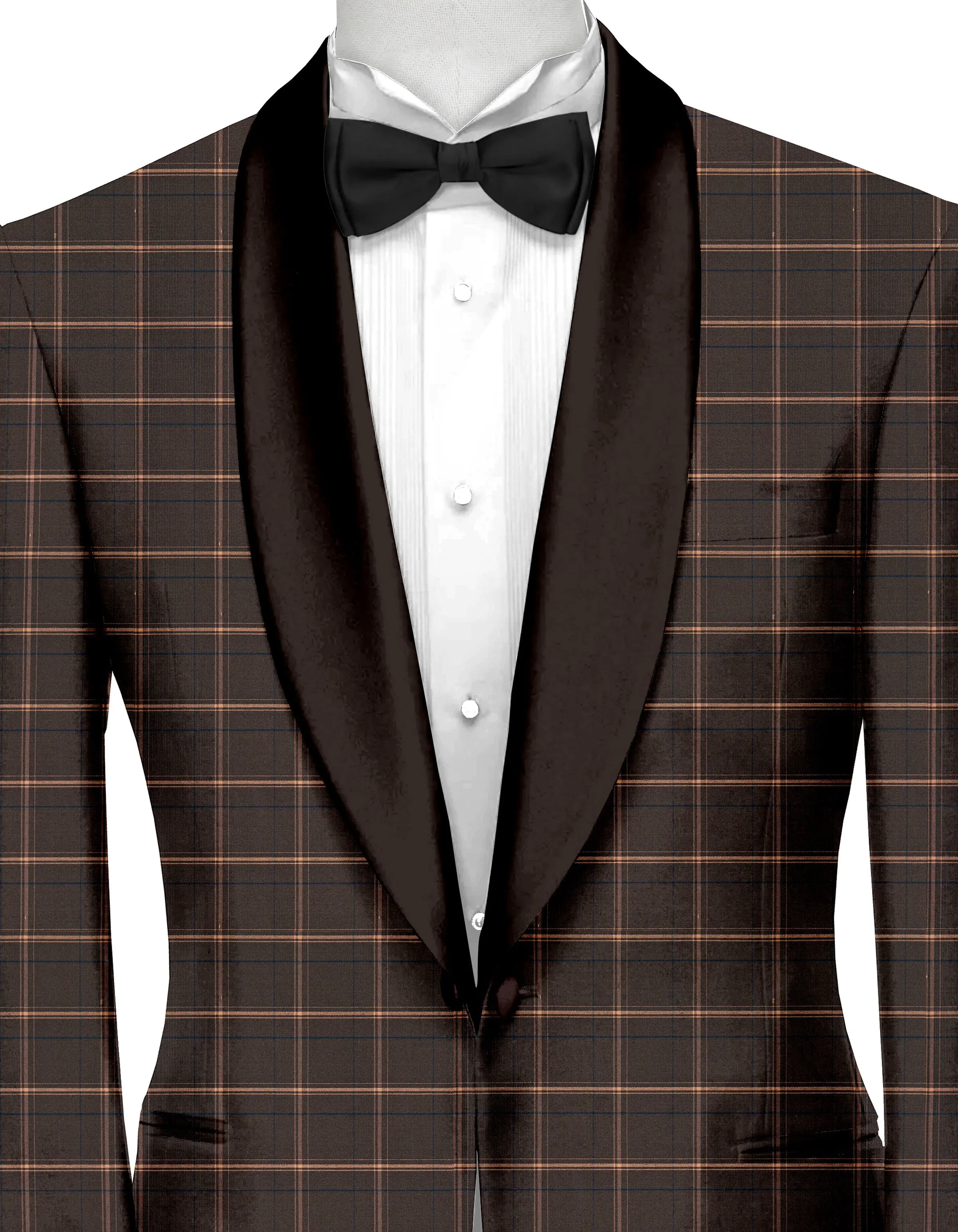 Woody Brown Men's Party Checks Suit Jacket Slim Fit Blazer