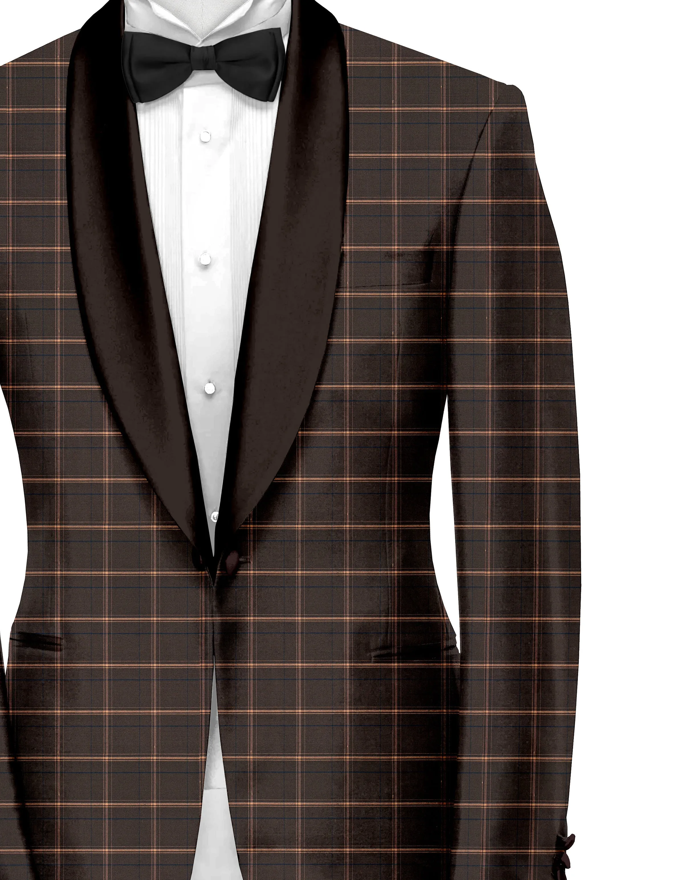 Woody Brown Men's Party Checks Suit Jacket Slim Fit Blazer