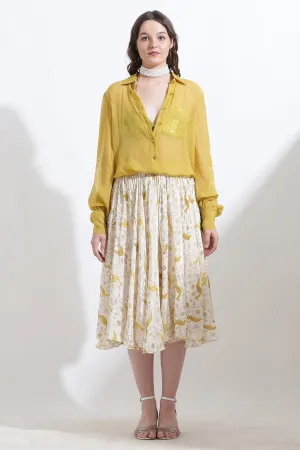 Yellow Organza Buttoned Shirt