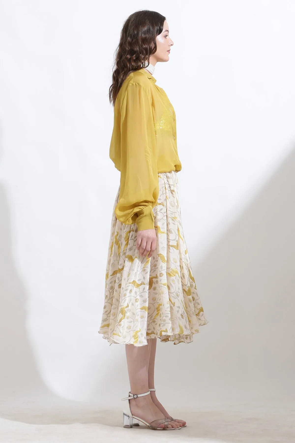 Yellow Organza Buttoned Shirt